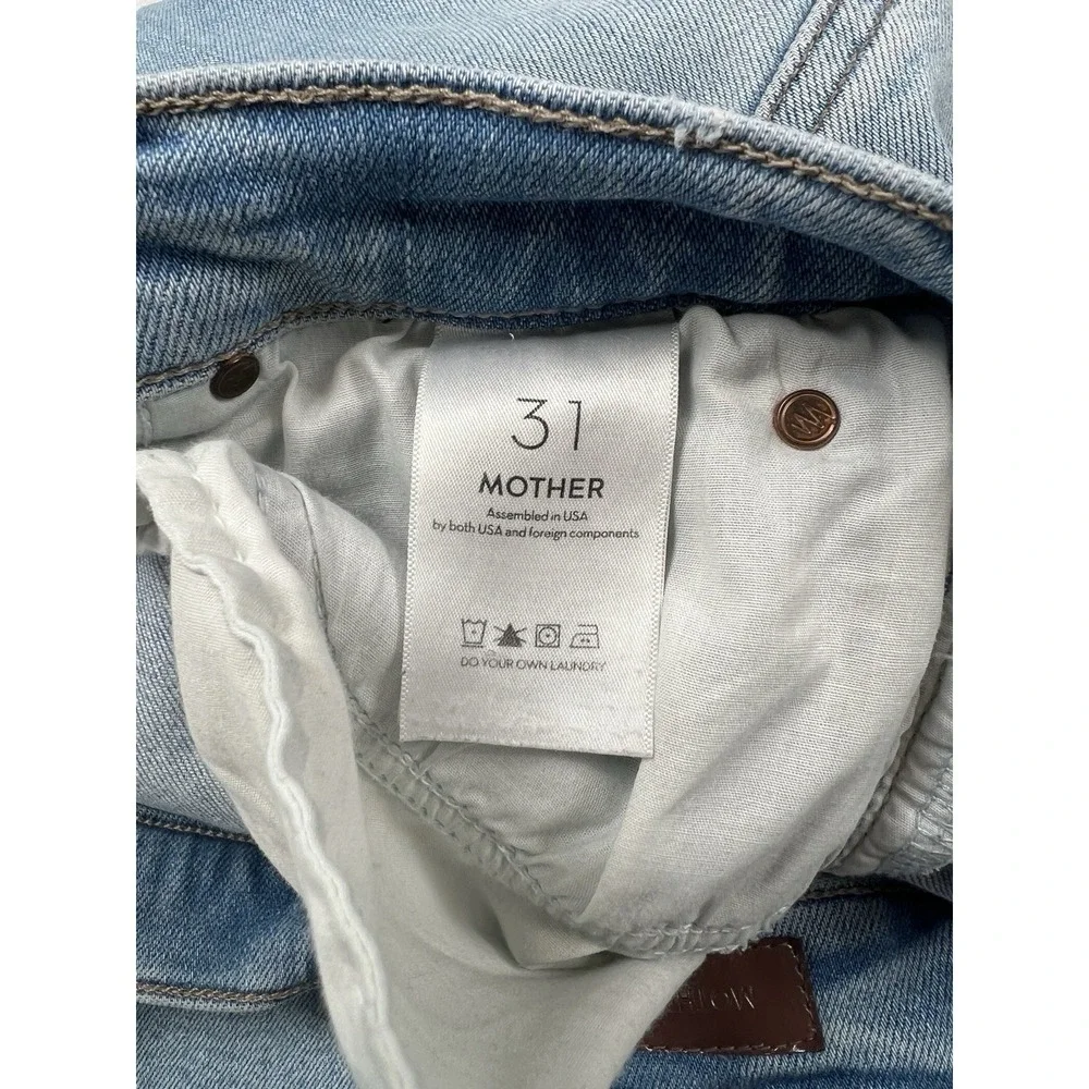 Mother Blue‎ The Mid Rise Dazzler Ankle Step Fray Jeans 31 Hopeless Romantic